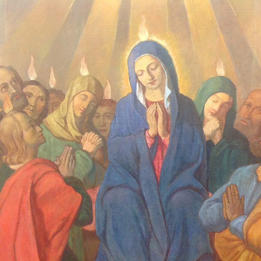 "Maria, Königin der Apostel" (Pfinstereignis), gemalt im Auftrag Vinzenz Pallottis von Serafion Cesaretti, 1848, Rom (Ausschnitt)