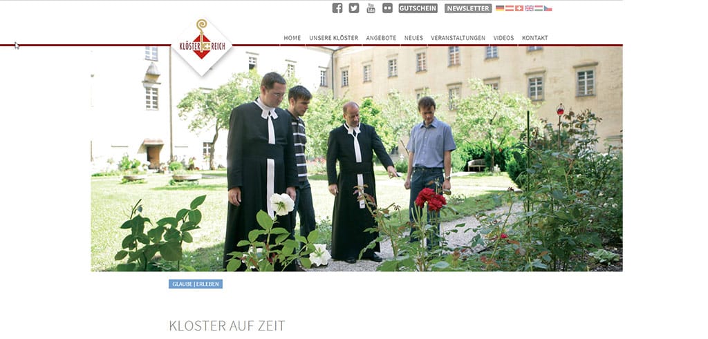 Internetseite Kloster auf Zeit und Freiwilliges Ordensjahr in Österreich