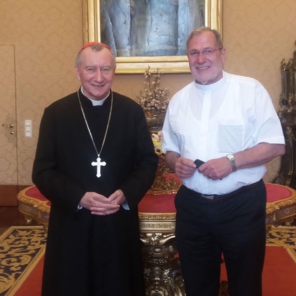 Kardinalstaatssekretär Pietro Parolin und Pater Heinz Goldkuhle SAC