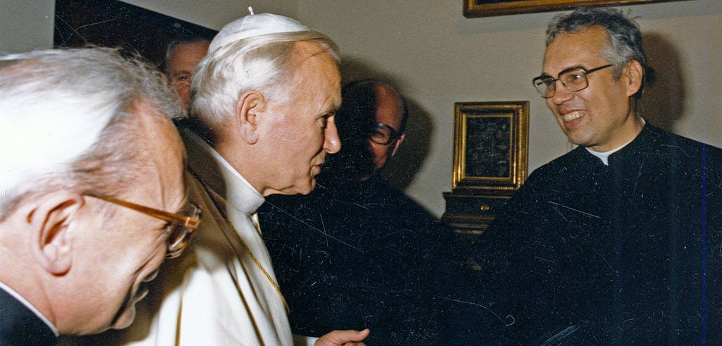 Papst Johannes Paul II und Pater Wolfgang Weiss SAC