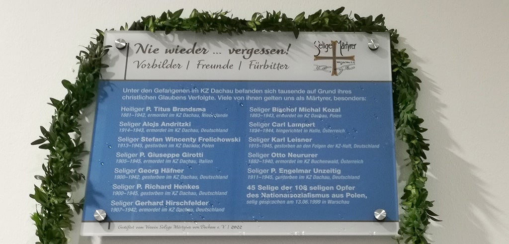 Gedenktafel für die seligen Märtyrer von Dachau