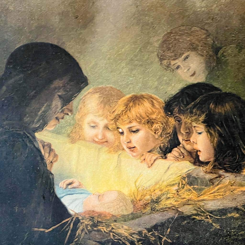 Kinder an der Krippe - Besuch der Heiligen Familie