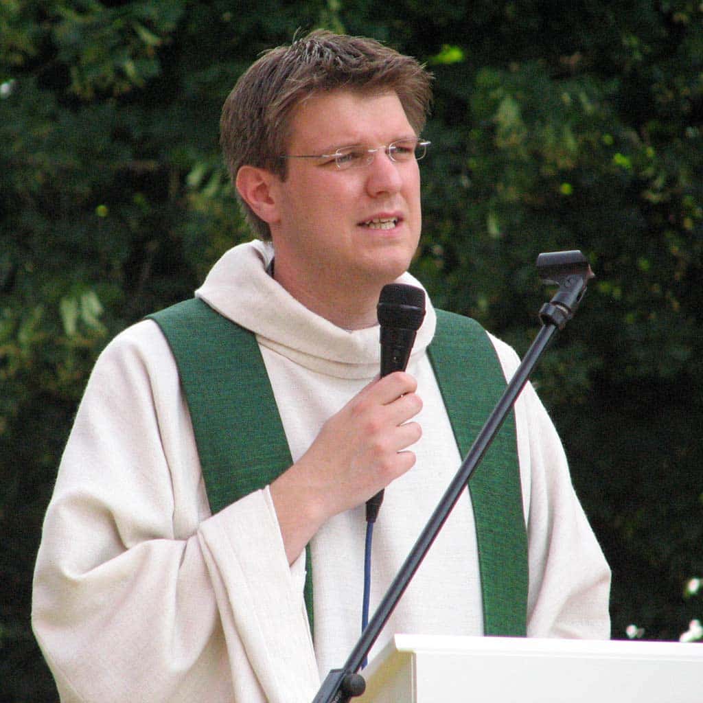 Pater Steffen Brühl SAC bei seinem Amtsantritt in St. Jakob, Friedberg