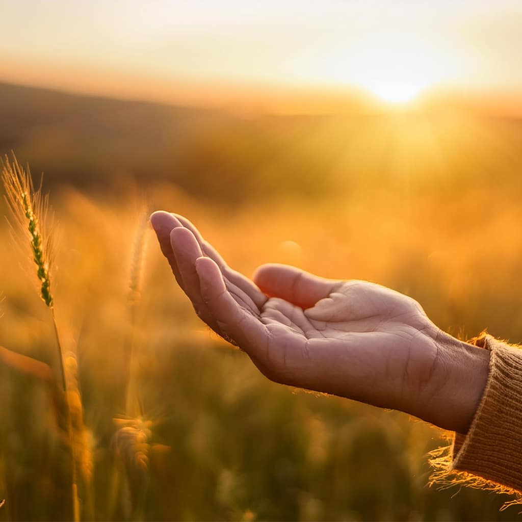Offene Hand im Licht